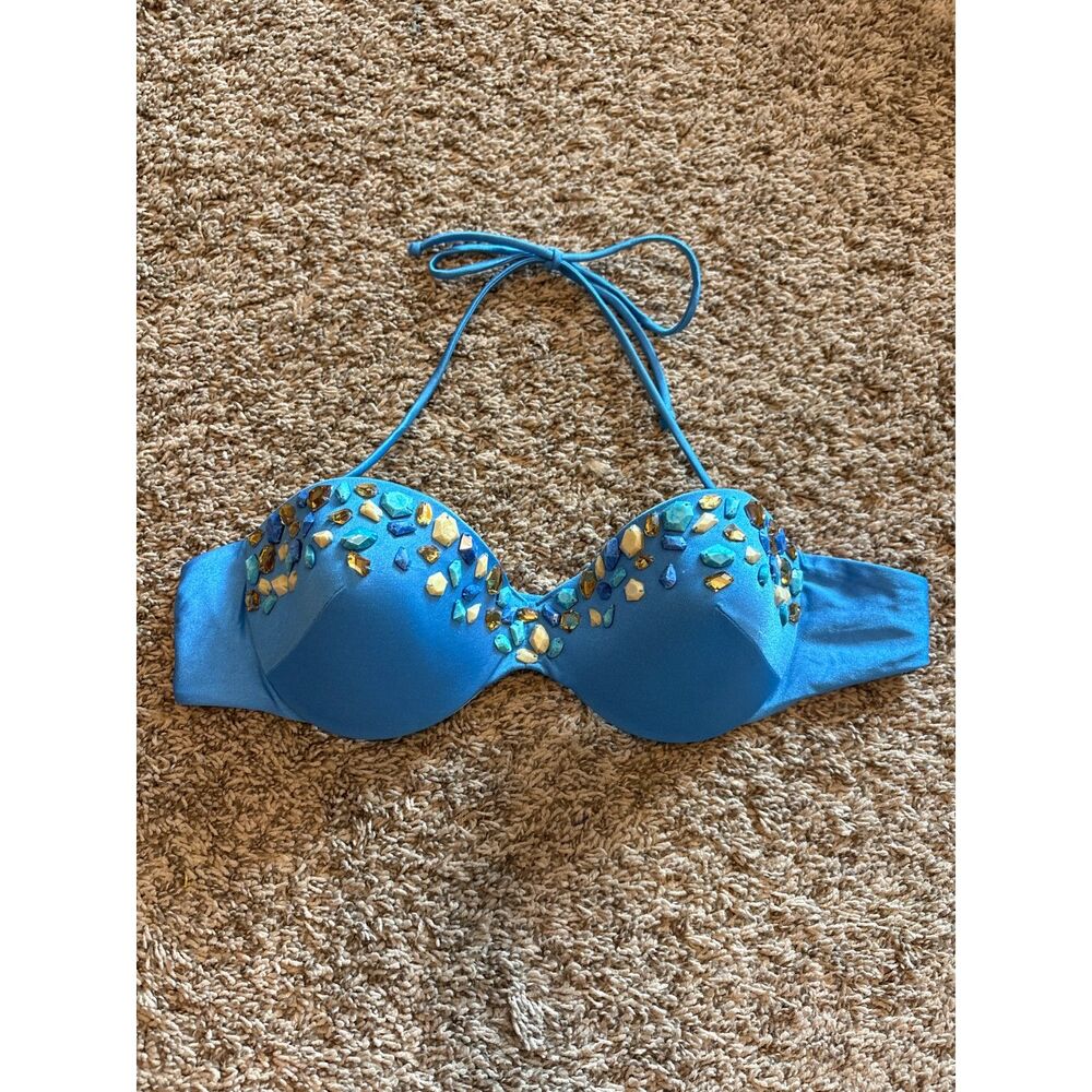 Y2K Victoria's Secret blue gemstone bikini top